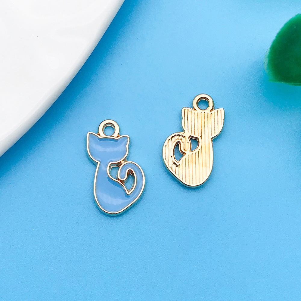 Wholesale Lake Blue Drip Oil Alloy Cartoon Animal Flower DIY Necklace Bracelet Pendant